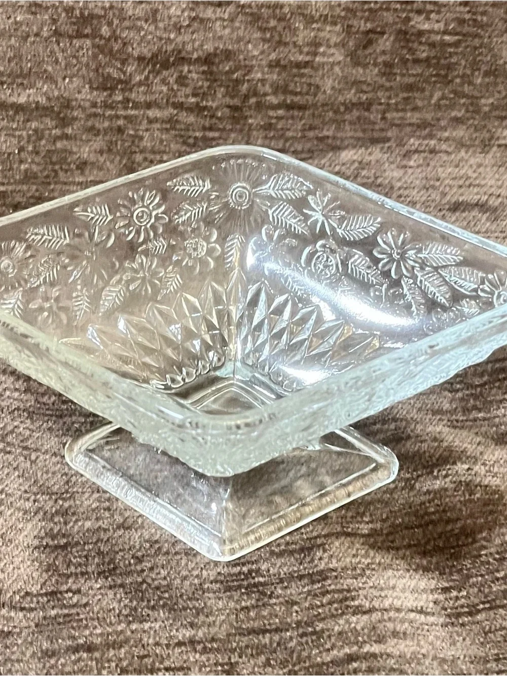 Indiana Glass Pineapple and Floral Compote Footed Bowls
